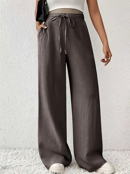 Women's Wide-Leg Pants with Drawstring – Casual Leisurewear for Everyday and Weekends