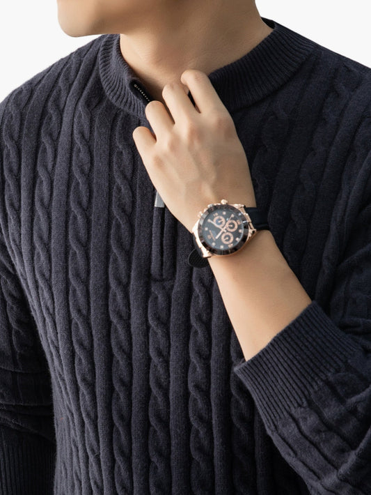 Herren Strickpullover mit Zopfmuster und Stehkragen – Modischer Casual Style für Herbst und Winter