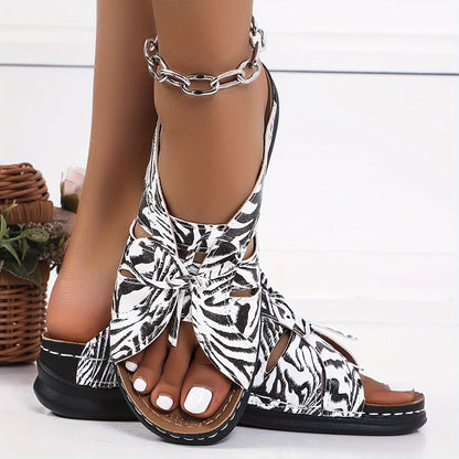 Women's Comfort Sandals with Bow and Open Toe – Comfortable Summer Shoes for Everyday and Leisure