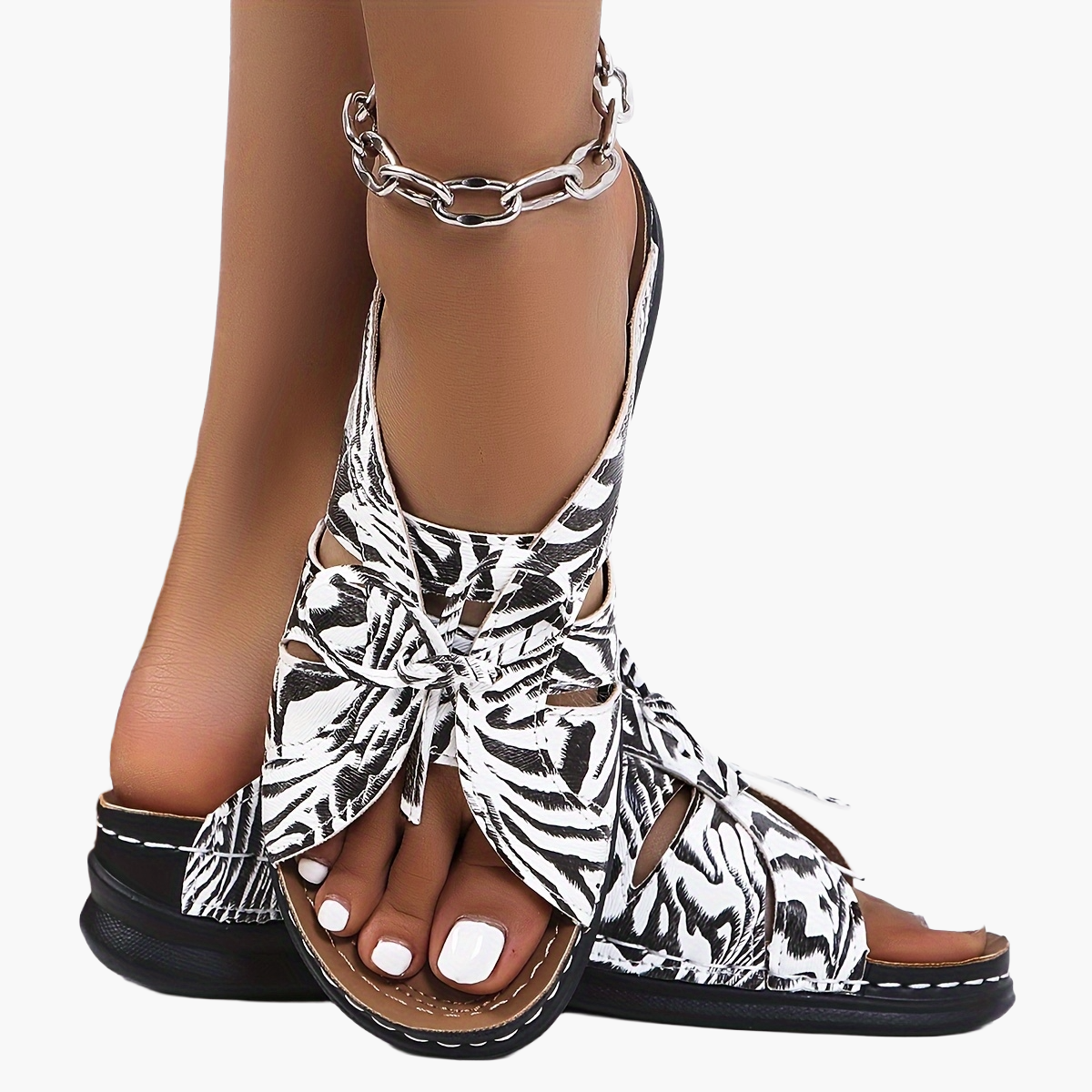 Women's Comfort Sandals with Bow and Open Toe – Comfortable Summer Shoes for Everyday and Leisure
