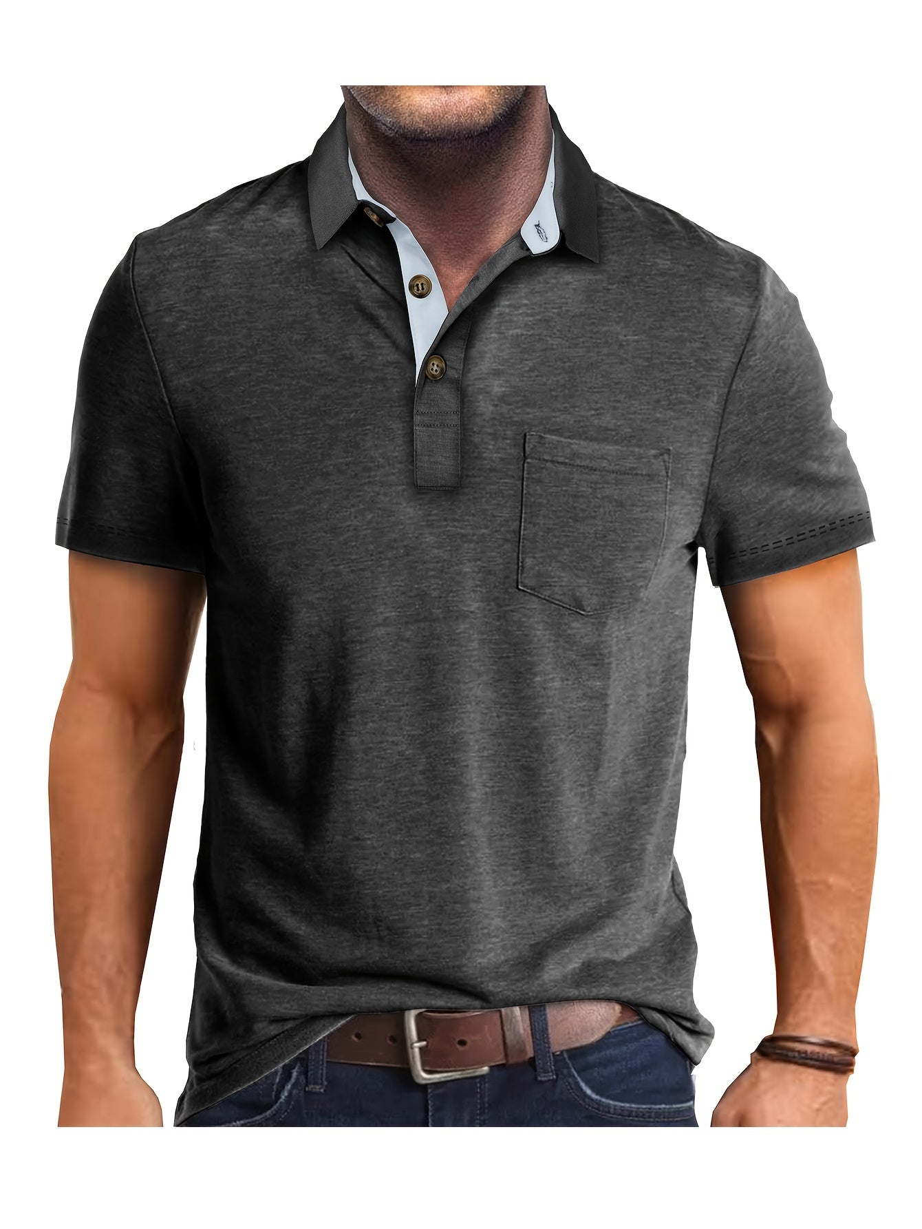 Men's Polo Shirt with Chest Pocket – Modern, Casual Polo Shirt for Everyday and Leisure Wear