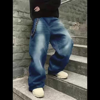Wide Baggy Jeans Trousers Dark Blue Unisex