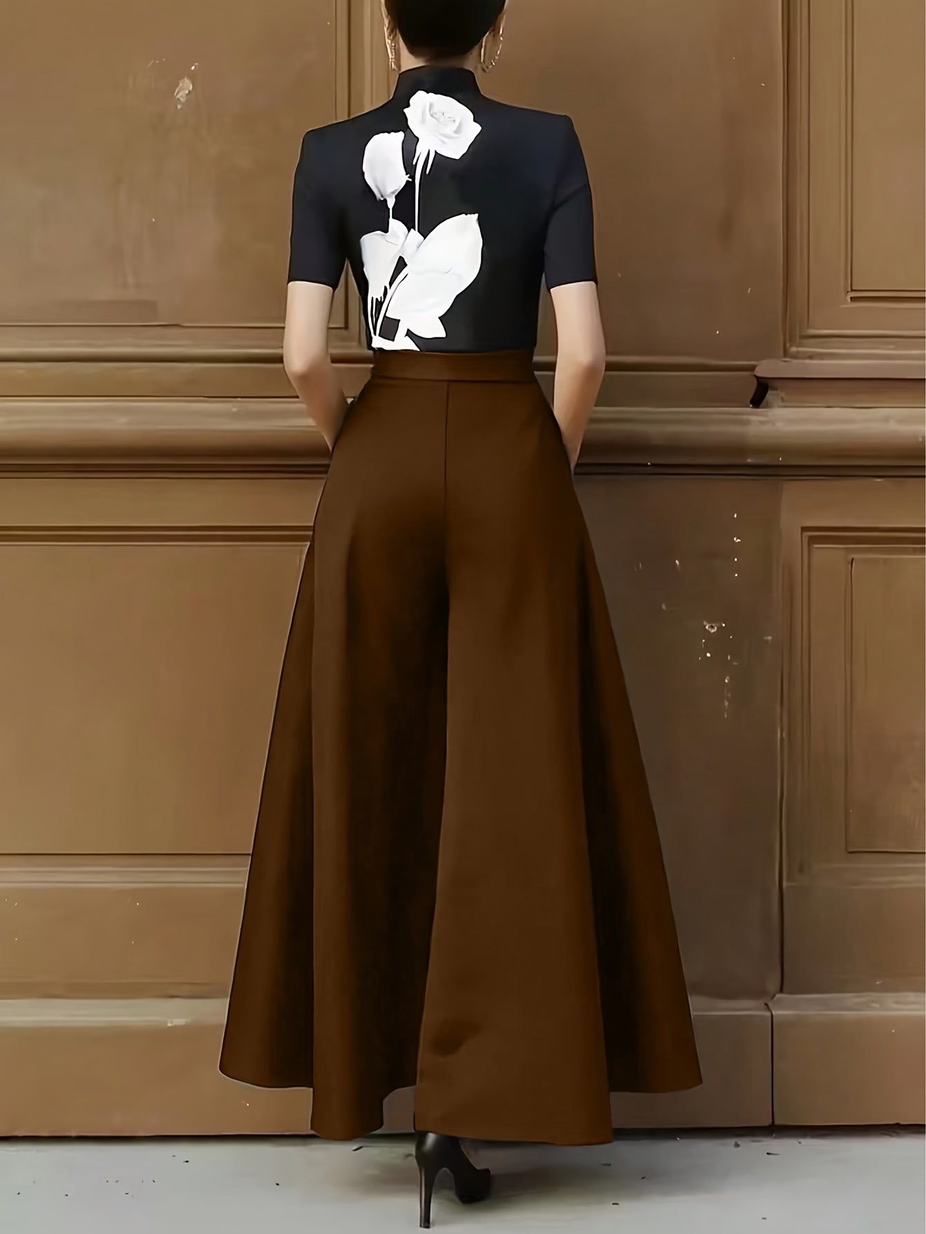 Damen Weitbeinige Palazzo Hose – Eleganter Business und Abend Look