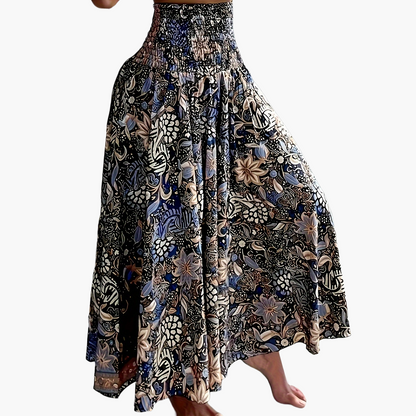 Women's maxi skirt with tropical floral pattern – Elegant summer skirt for leisure and vacation