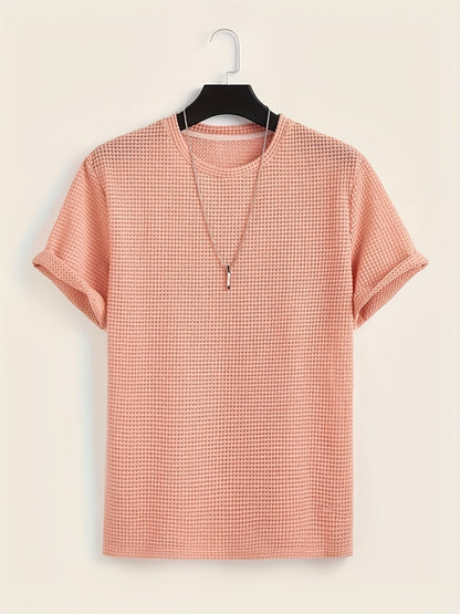 Men's short-sleeve T-shirt with modern mesh design and casual style