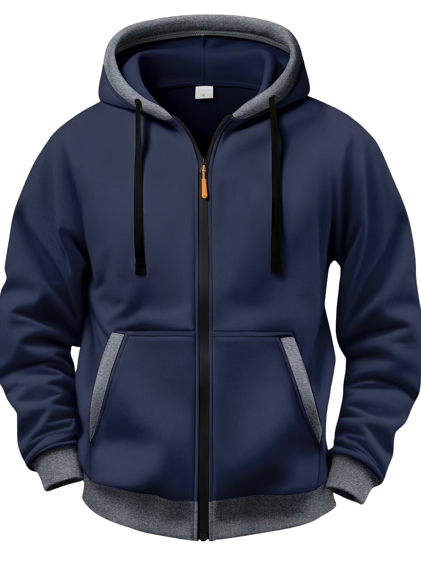 Unisex Kapuzenjacke mit Reißverschluss, kontrastfarbener Kapuze und Taschen, Rosa