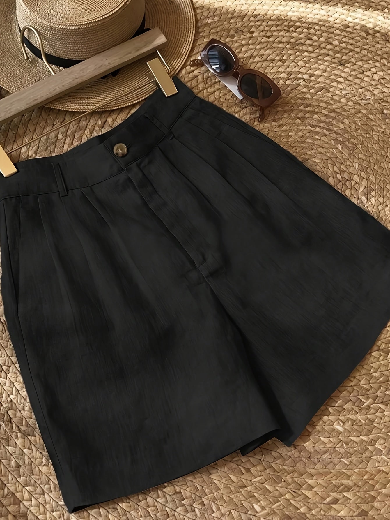 Women's Vintage High Waist Summer Shorts – Elegant Casual Pants with Pockets