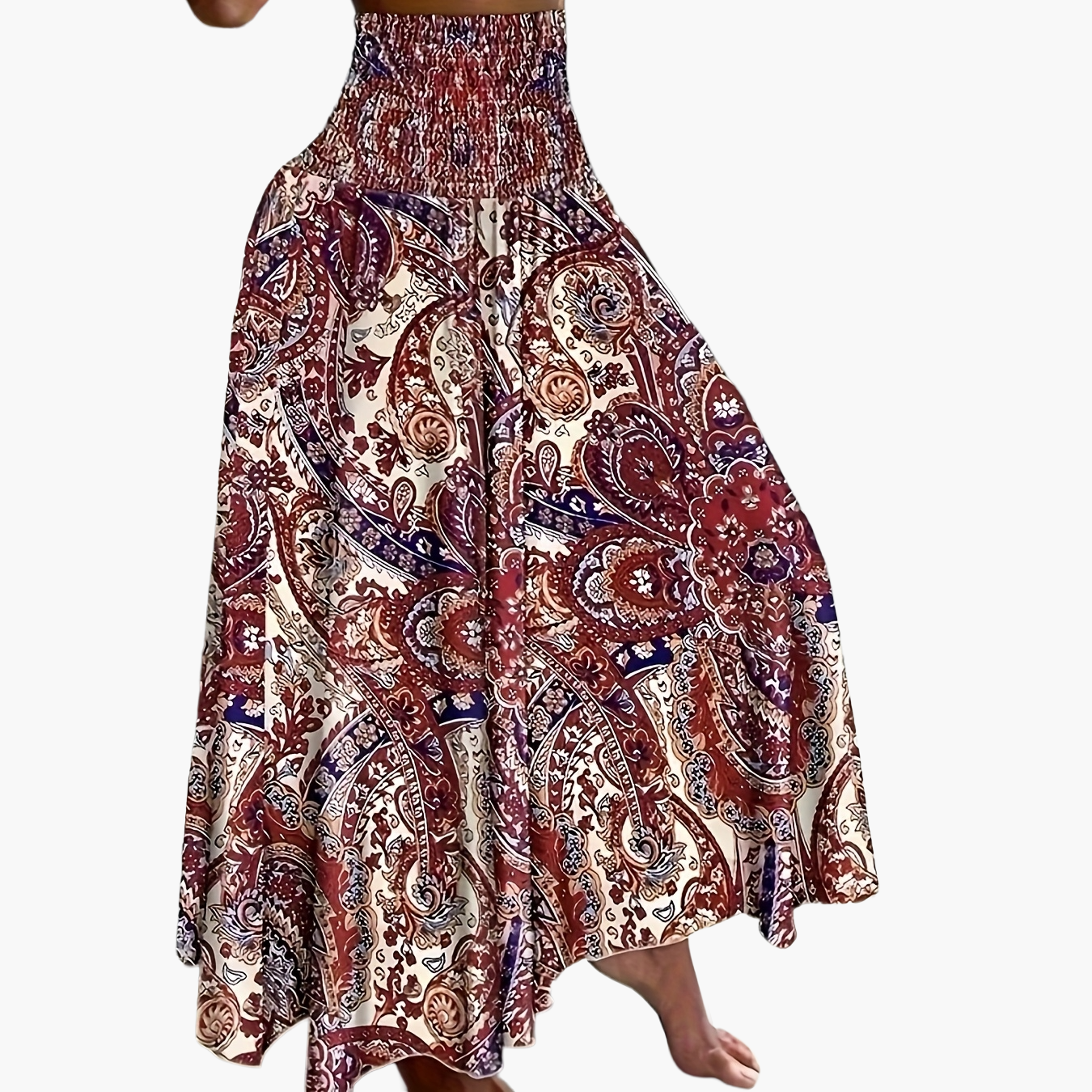 Women's maxi skirt with tropical floral pattern – Elegant summer skirt for leisure and vacation