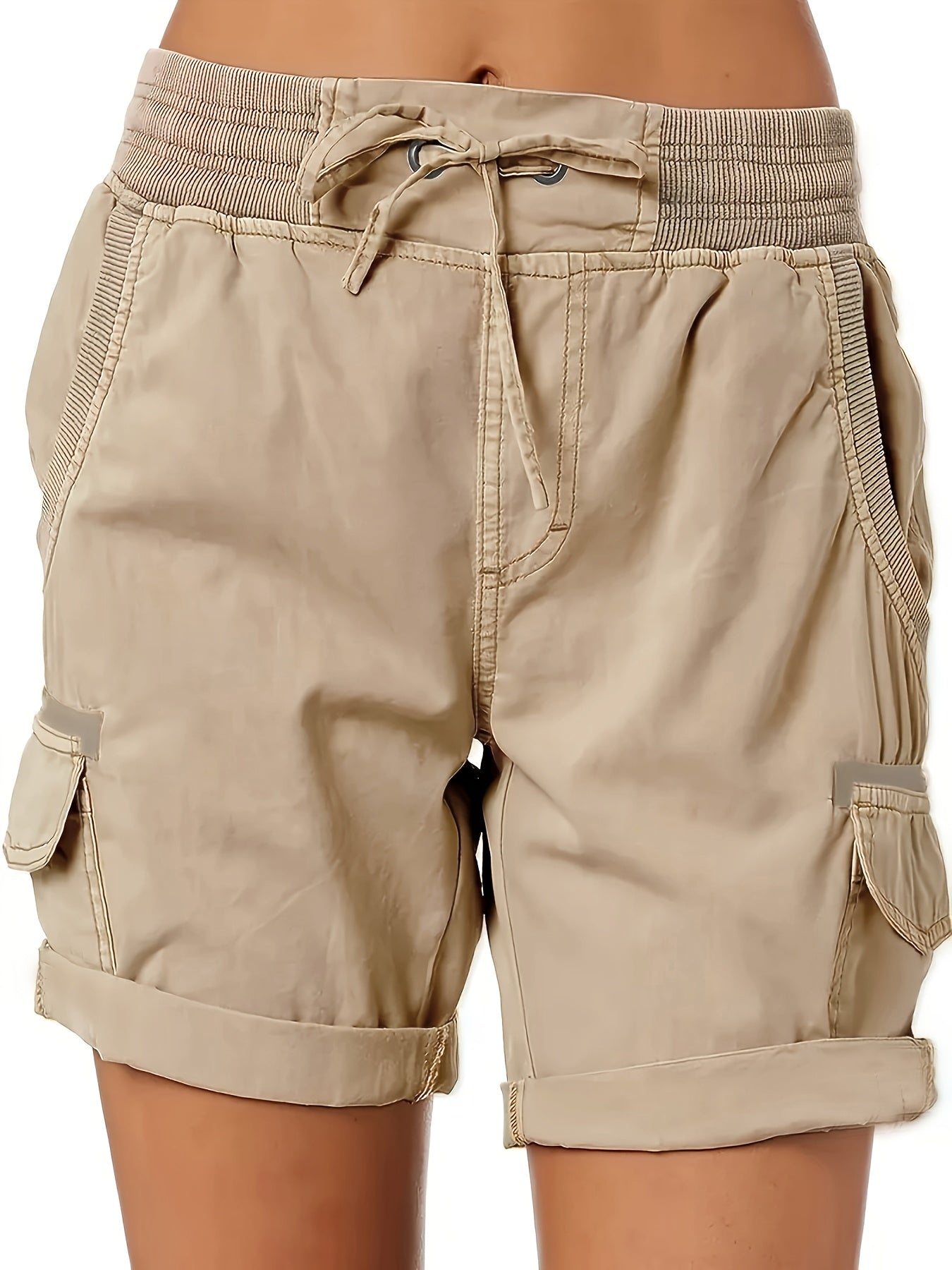 Women's Casual Shorts with Drawstring and Cargo Pockets – Comfortable Summer Bermuda Shorts