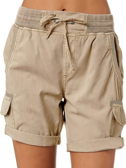 Women's Casual Shorts with Drawstring and Cargo Pockets – Comfortable Summer Bermuda Shorts