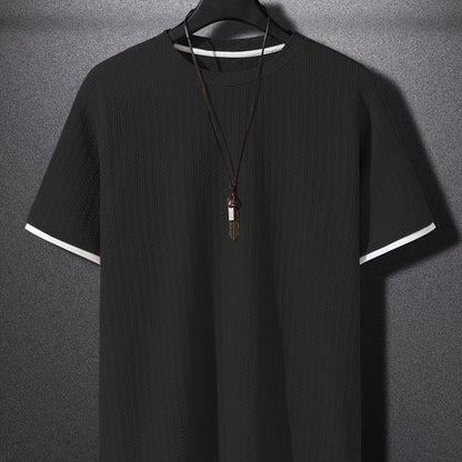 Men's Modern Casual Short-Sleeve T-Shirt with Texture and Layered Look