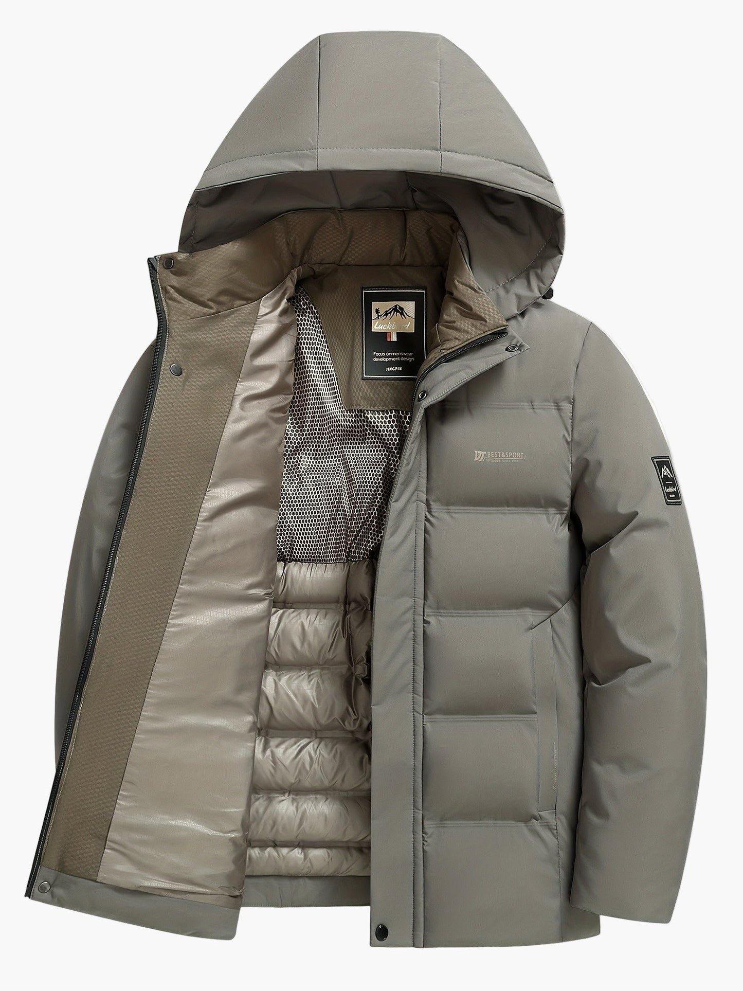 Men's Down Jacket with Hood – Winter Outdoor Quilted Jacket for Leisure & Everyday Use