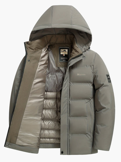 Men's Down Jacket with Hood – Winter Outdoor Quilted Jacket for Leisure & Everyday Use