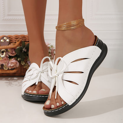 Women's Comfort Sandals with Bow and Open Toe – Comfortable Summer Shoes for Everyday and Leisure