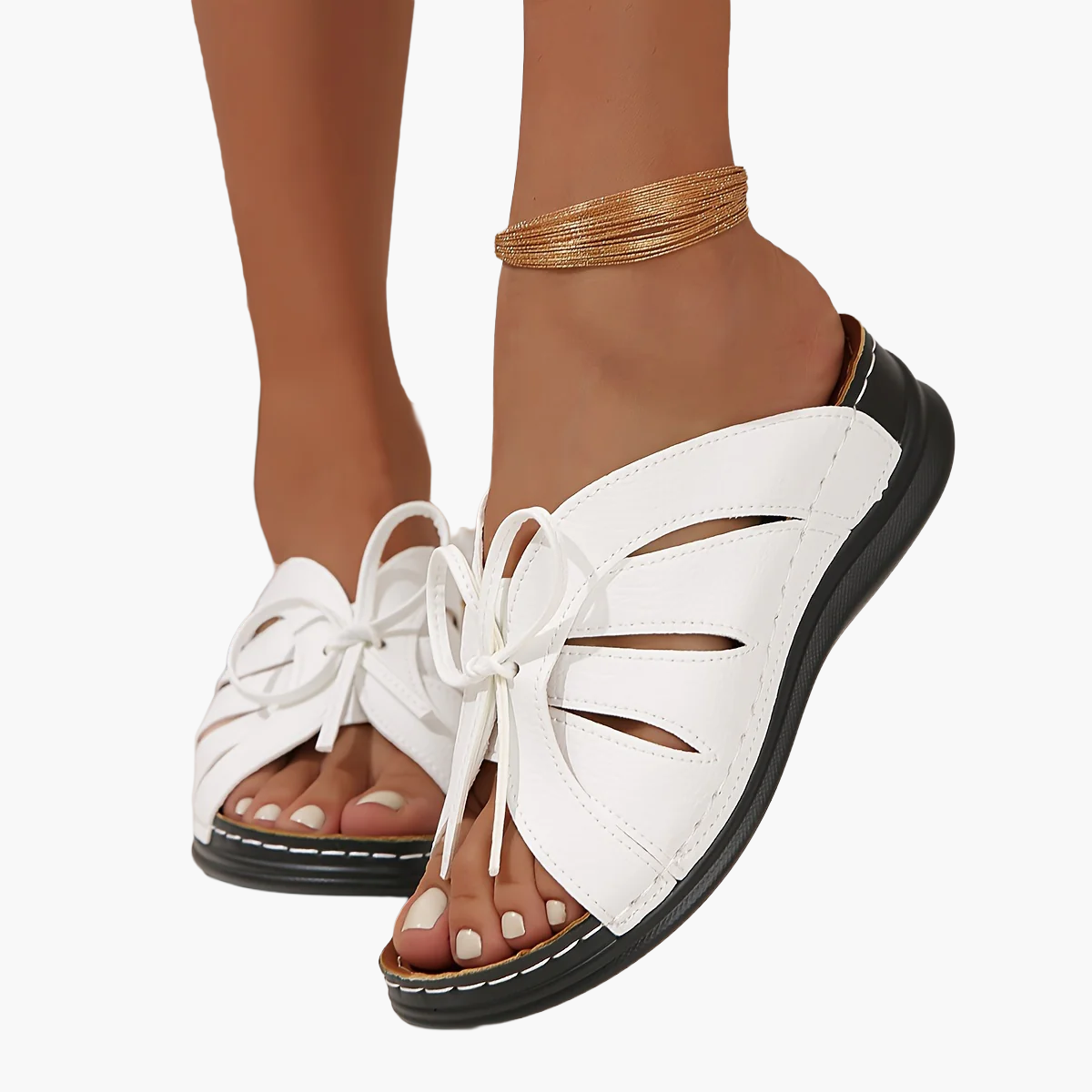 Women's Comfort Sandals with Bow and Open Toe – Comfortable Summer Shoes for Everyday and Leisure