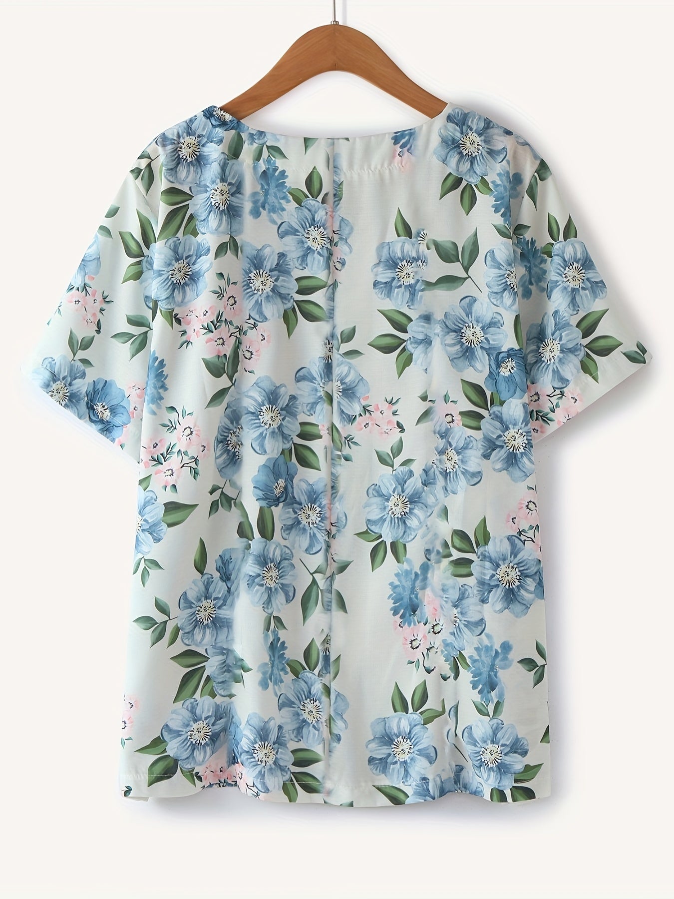 Women's Vintage Blouse with Floral Pattern and Button Placket – Summer Casual Shirt