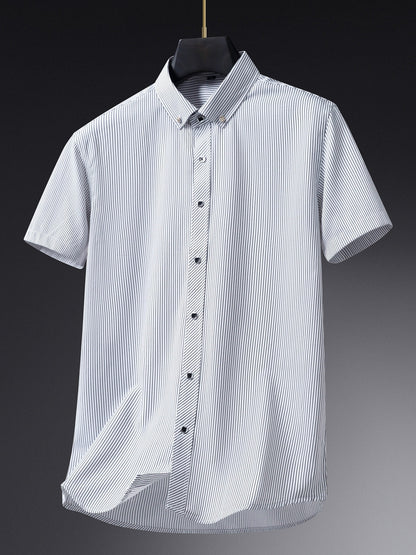 Men's Business Short-Sleeve Shirt with Pinstripes – Modern Design for Office and Leisure