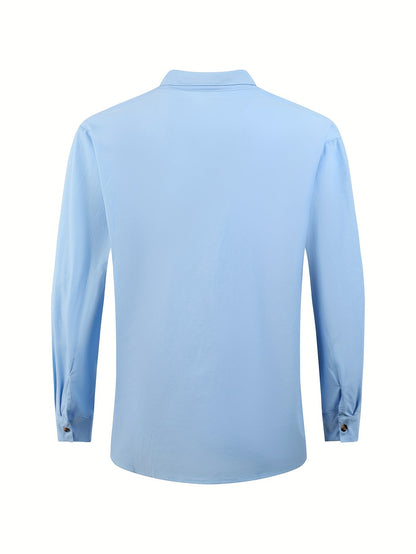 Men's Stand Collar Casual Shirt with Button Placket – Casual Look for Everyday and Special Occasions