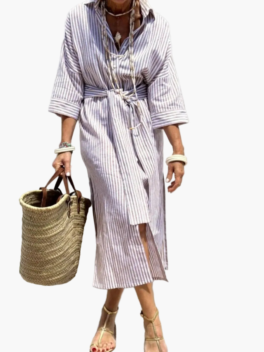 Women's Striped Shirt Dress – Casual Summer Style for Vacation & Leisure