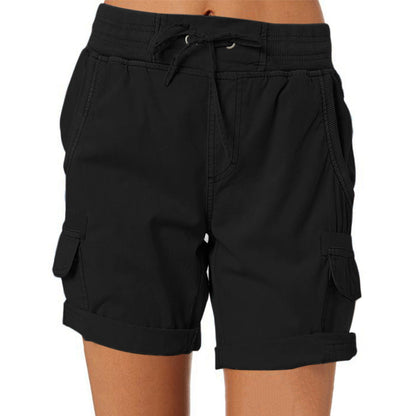 Women's Cargo Shorts Leisure Summer with Drawstring, Elastic Waistband and Pockets – Comfortable Outdoor & Casual Bermuda Shorts