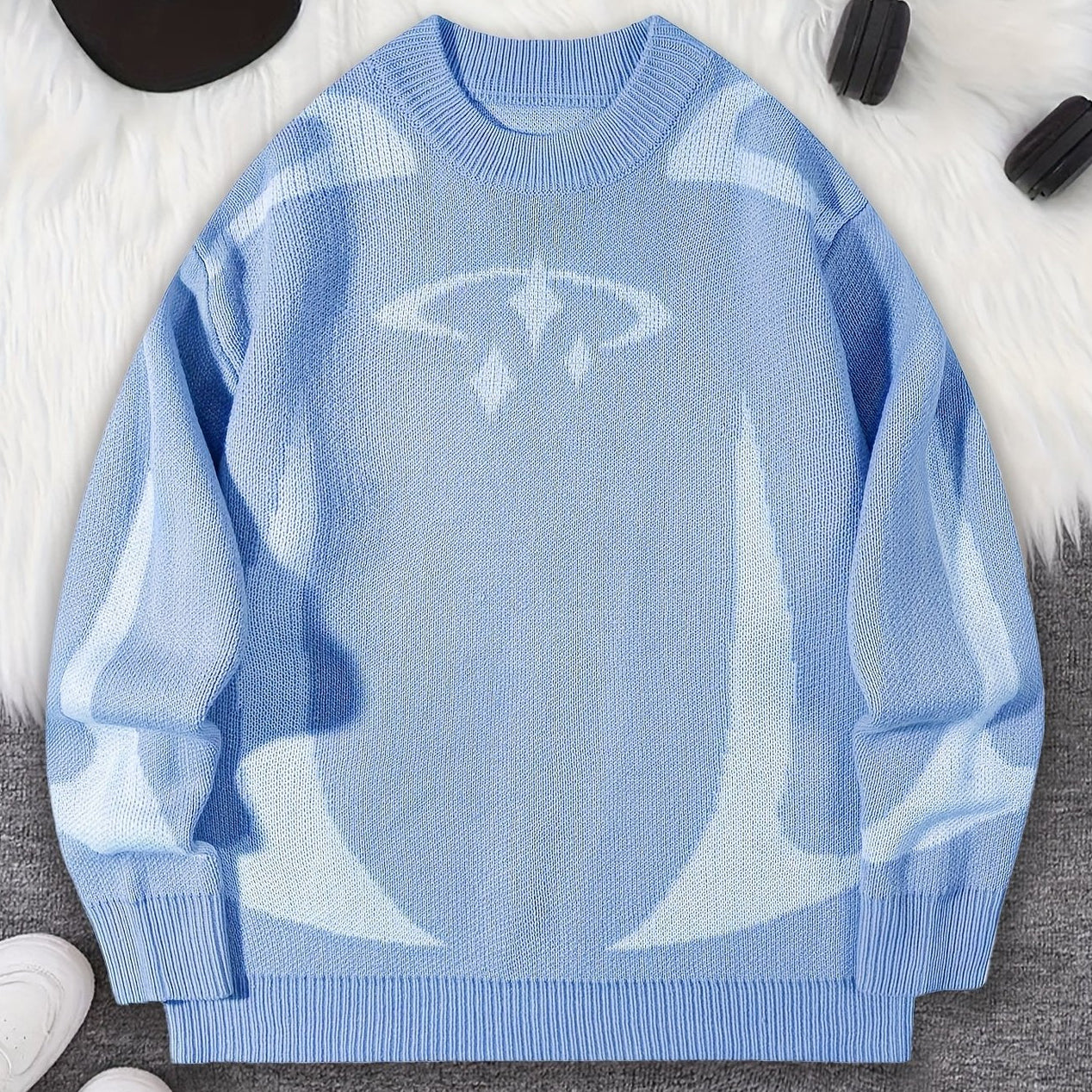 Unisex Strickpullover mit Rundhalsausschnitt und grafischem Muster