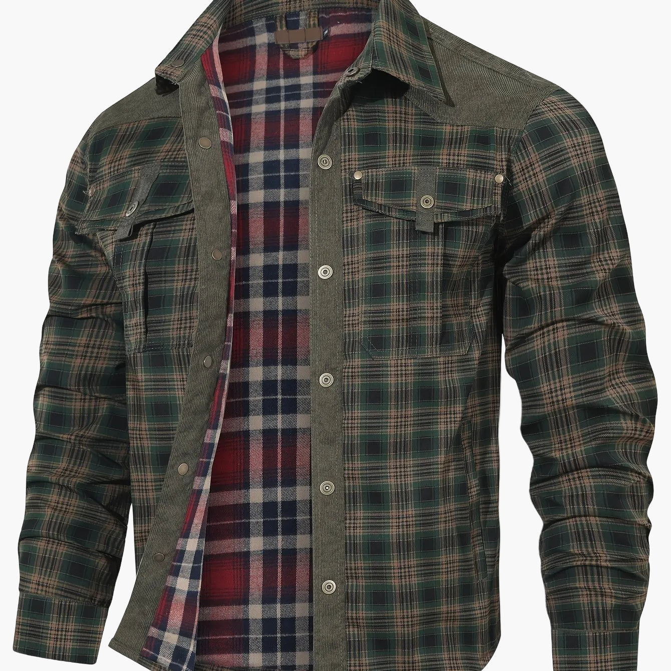 Men's Casual Checkered Shirt Jacket in Softshell Style for Everyday and Outdoor Use