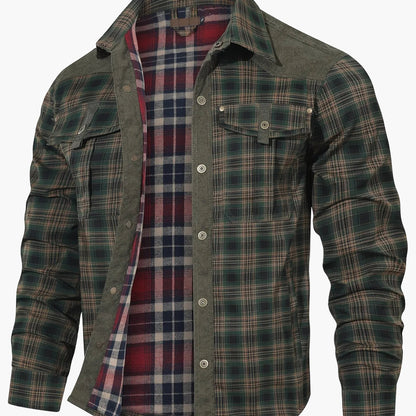 Men's Casual Checkered Shirt Jacket in Softshell Style for Everyday and Outdoor Use