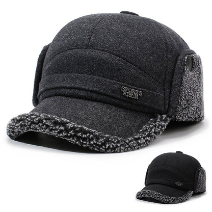 Wintermütze Herren mit Ohrenklappen Mütze Kappe warm gefüttert Grau