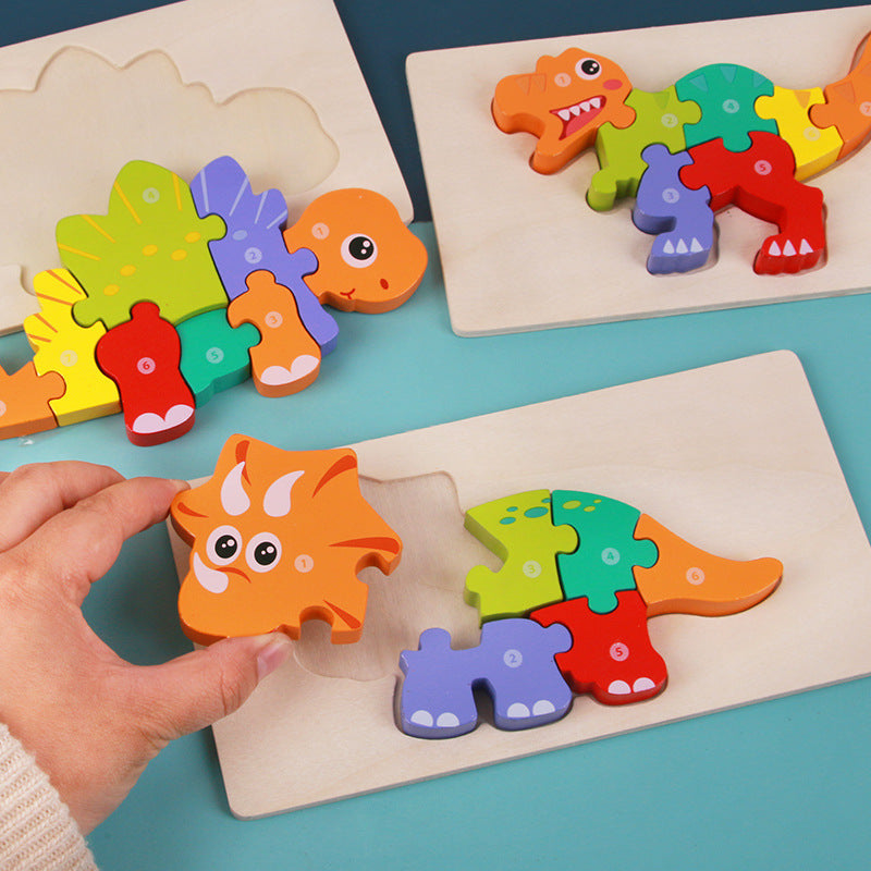Children's 3D Dinosaur Wooden Puzzle – Educational Toy & Motor Skills Training