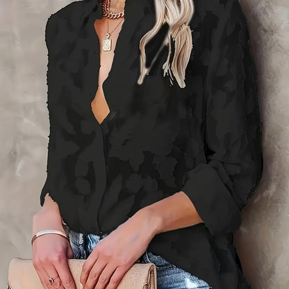 Women's blouse with floral texture and modern cut – stylish casual and office wear