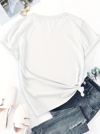 Women's T-shirt with Wildflower Print – Modern Casual Shirt with Floral Illustration, Short Sleeve, Ideal for Everyday & Leisure