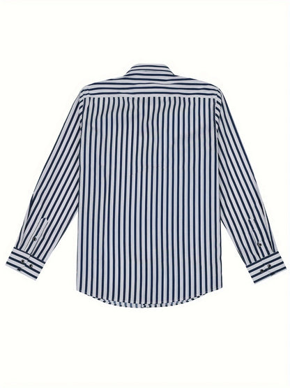 Herren Slim Fit Streifenhemd – Modernes Business & Freizeit Langarmhemd