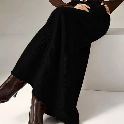 Damen A-Linien Maxirock mit hoher Taille und Textur