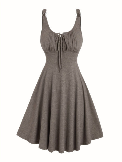 Damen Skaterkleid mit Schnürung – Freizeitkleid im Vintage-Stil für Alltag und Sommer