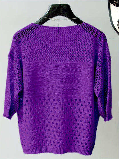 Women's Loose-Fit Crochet Knit Top in Boho Style – Elegant Shirt for Leisure and Vacation