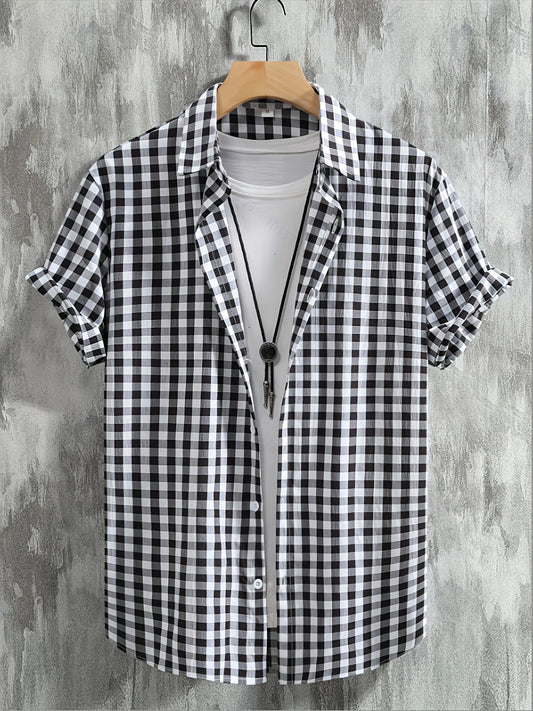 Herren Kurzarm Freizeithemd Kariert – Modernes Button-Down für Alltag und Freizeit