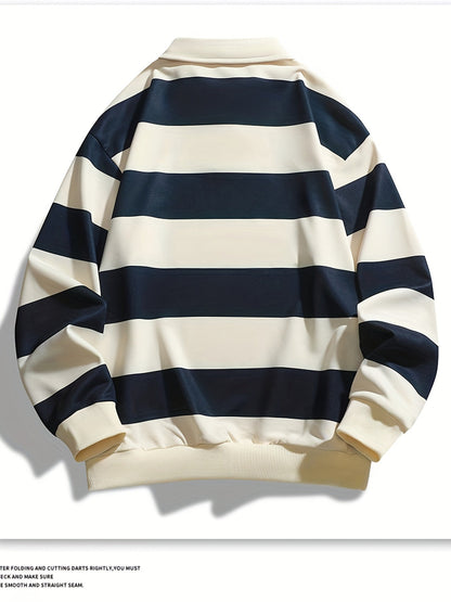 Gestreiftes Langarm-Poloshirt mit Kragen
