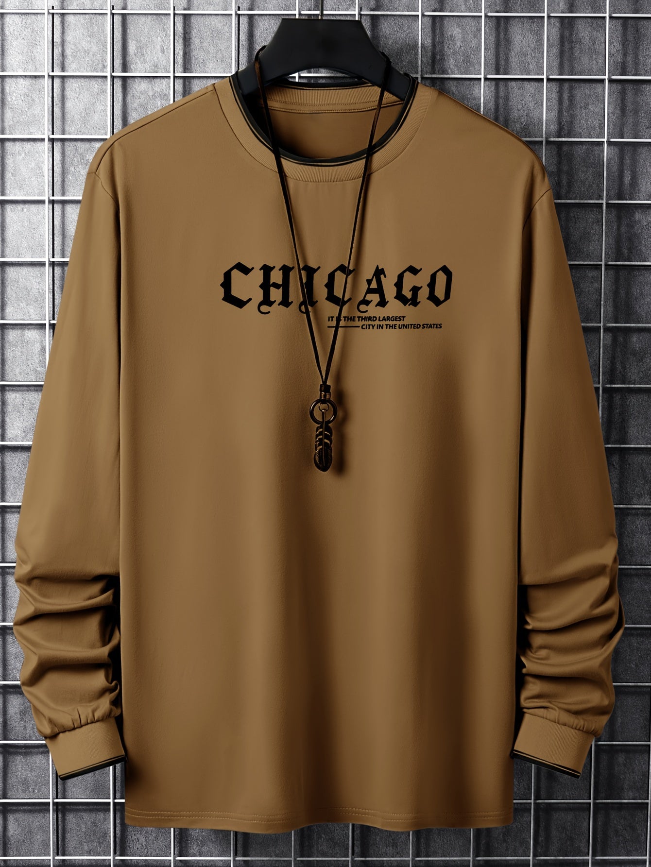 Herren Langarmshirt "Chicago" mit Rundhalsausschnitt und Rippbündchen