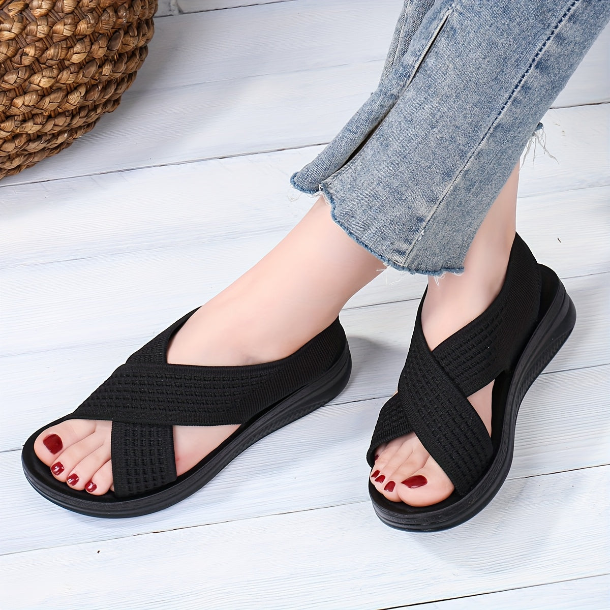 Damen Slingback Sandalen mit Kreuzriemen – Bequeme Alltagssandalen für Freizeit und Stadt