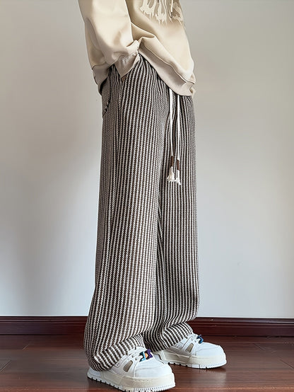 Herren Freizeit-Hose mit Zickzackmuster und geradem Bein – Bequeme Streetwear für Alltag und Freizeit