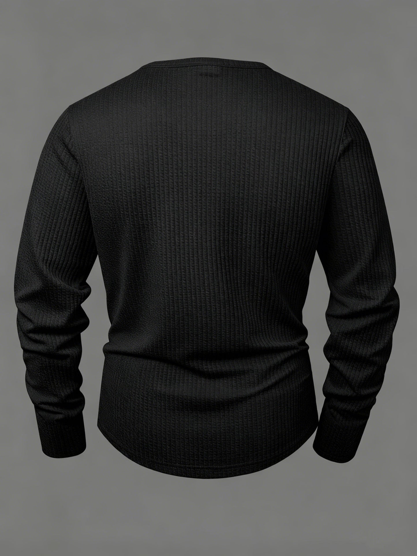 Men's long-sleeve Henley shirt, textured fabric, relaxed fit