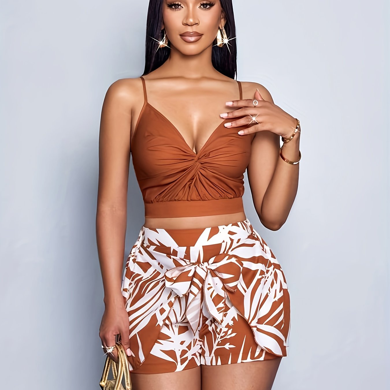 Damen Sommer Set – Modisches Crop Top und High-Waist Shorts für Urlaub und Freizeit