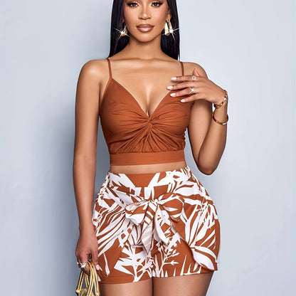 Damen Sommer Set – Modisches Crop Top und High-Waist Shorts für Urlaub und Freizeit