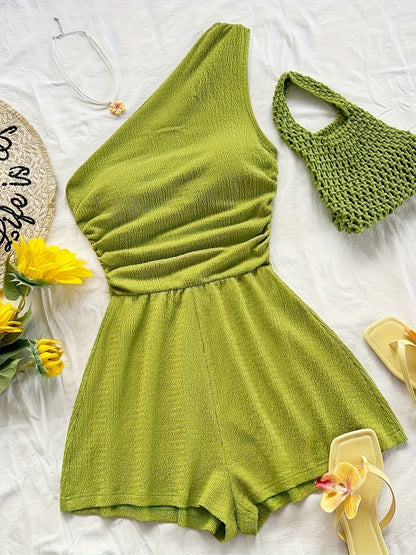 Women's One-Shoulder Asymmetric Summer Casual Jumpsuit