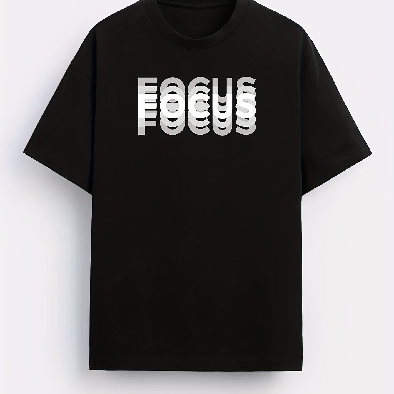 Men's T-Shirt with Trendy FOCUS Print – Urban Motivational Shirt for Leisure & Fitness