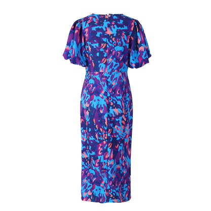 Damen Statement-Midikleid mit Puffärmeln – Elegantes Partykleid mit modernem Schnitt