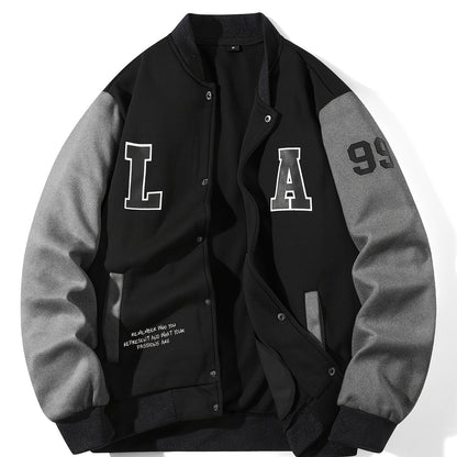 Baseball college jacket with “L A 99” lettering
