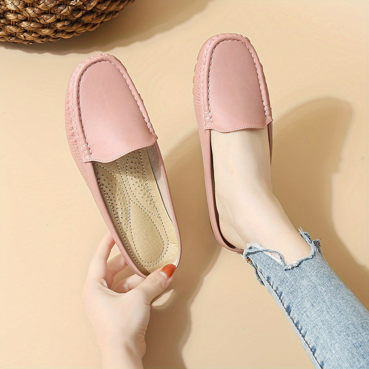 Damen Mokassins Preppy Stil Penny-Loafer Bequem Alltagsschuhe