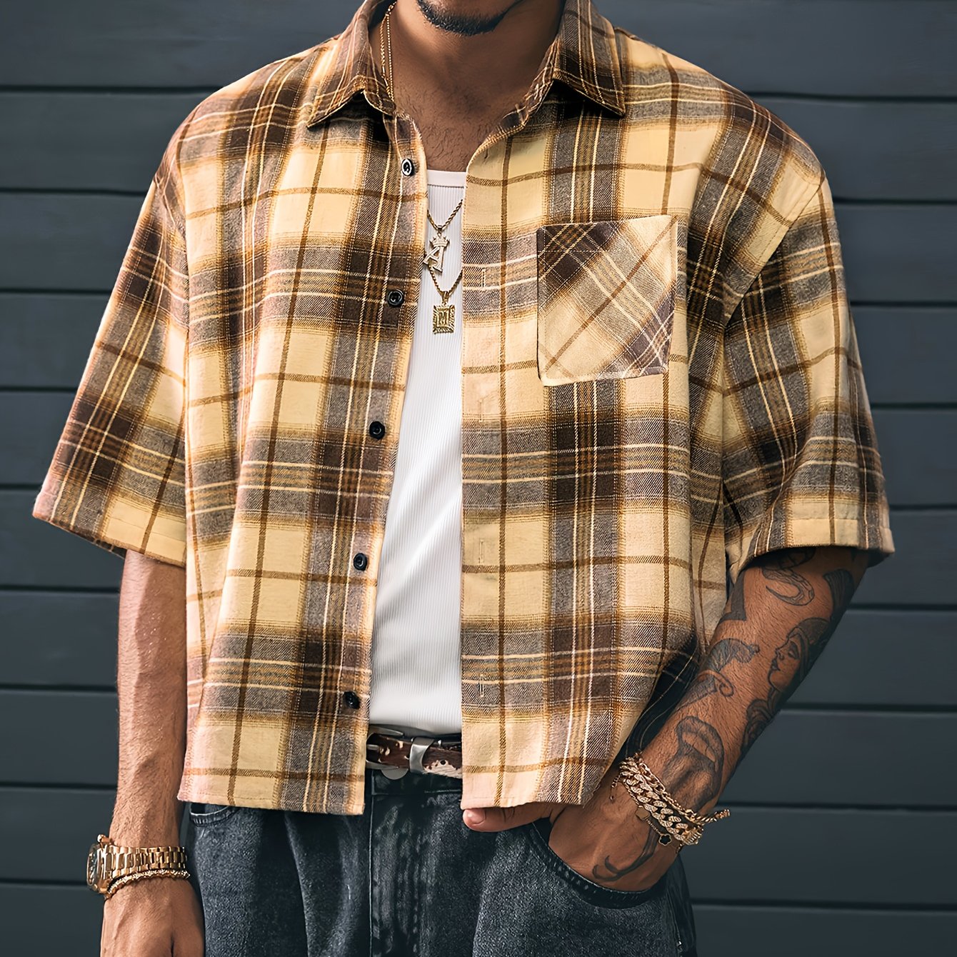 Herren Kurzarm Hemd im modernen Karo-Design – Lässiger Streetstyle für Alltag und Freizeit