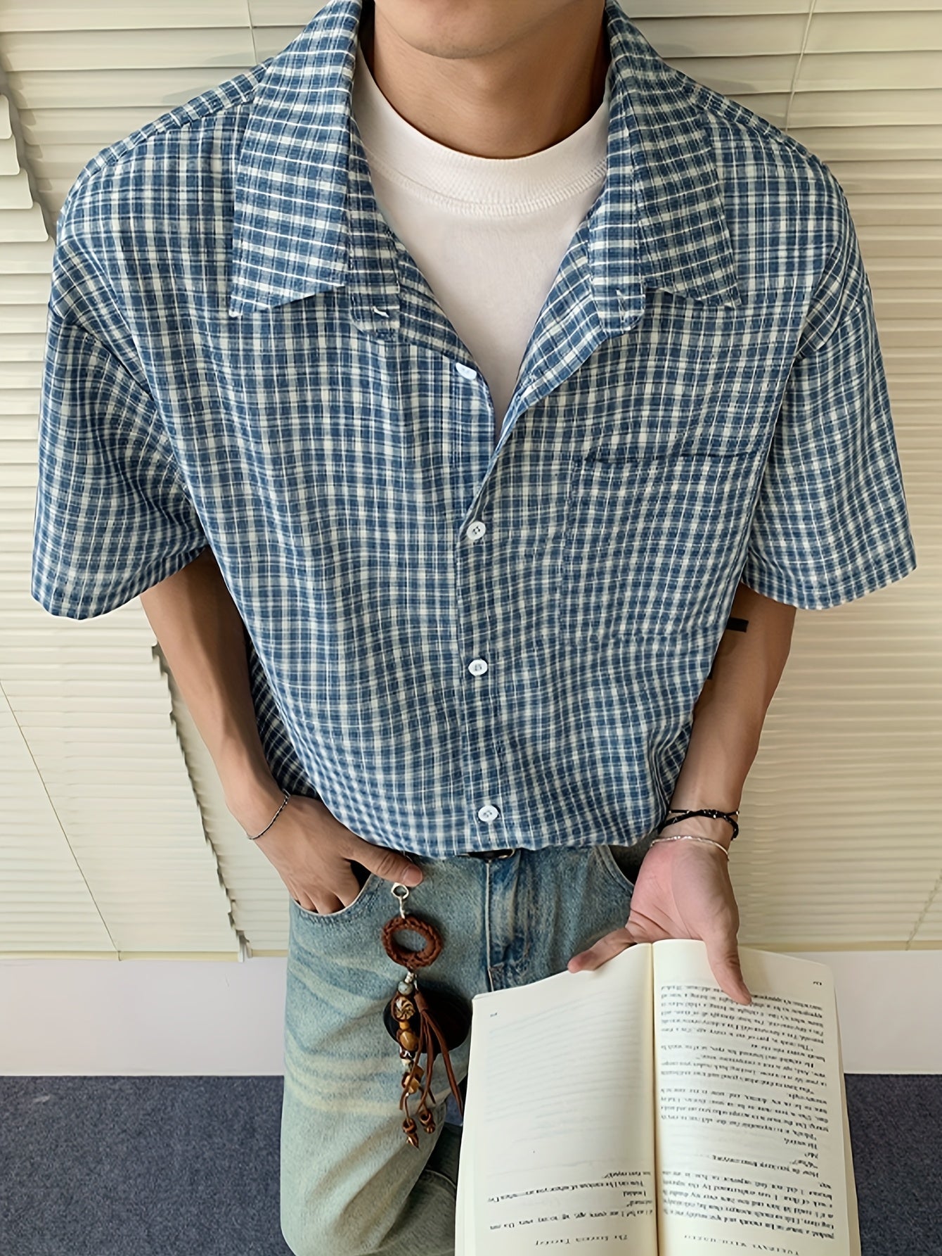 Herren Kurzarm Karo Freizeithemd – Lässiger Oversize Style für Alltag & Streetwear